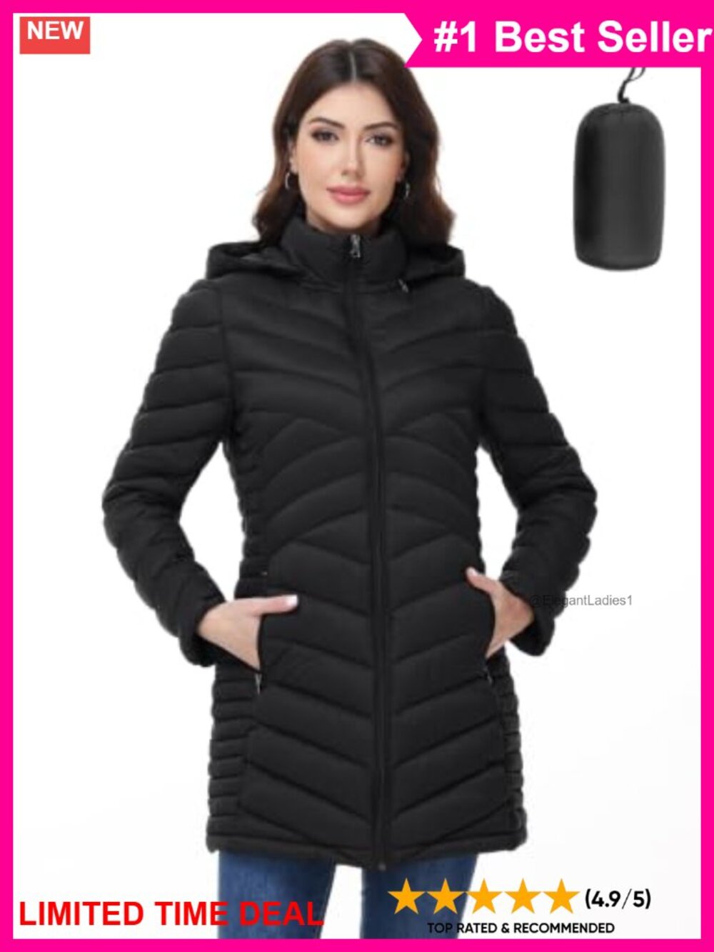 Lightweight Packable Puffer Jacket Quilted Zip Women's Coat